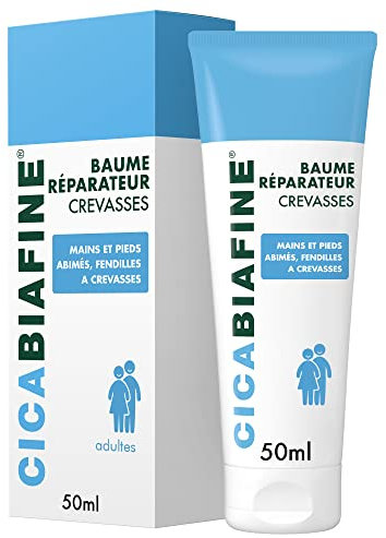 Cicabiafine | Baume Réparateur Crevasses (tube de 50 ml) – Baume hydratant pour mains et pieds abîmés, fendillés à crevasses – Soin réparateur haute tolérance au bisabolol