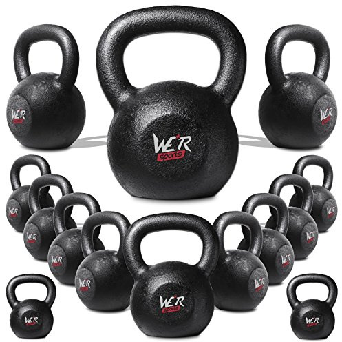 We R Sports Range of 4kg 6kg 8kg 10kg 12kg 16kg 20kg 24kg 28kg30kg 32kg 36kg And 40kg Cast Iron Kettlebell Gym Tone Fitness Exercise - Sold As Single Not as Set