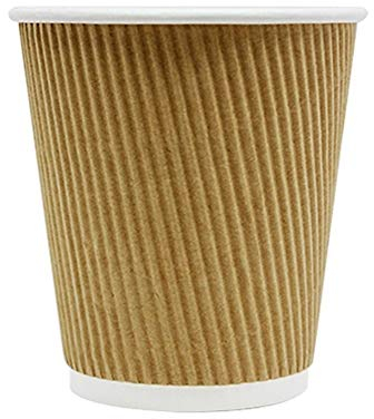 500 x 10oz Disposable Ripple Kraft Triple Walled Paper Brown Cups (for Tea, Coffee, Cappuccino Hot Drinks, Takeaway & More)