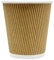 500 x 10oz Disposable Ripple Kraft Triple Walled Paper Brown Cups (for Tea, Coffee, Cappuccino Hot Drinks, Takeaway & More)