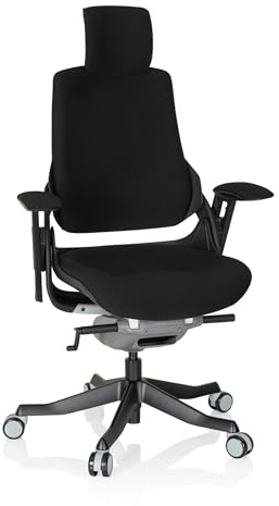 hjh OFFICE 640360 Profi Bürostuhl SPEKTRE Stoff Schwarz ergonomischer Drehstuhl mit Verstellbarer Rückenlehne