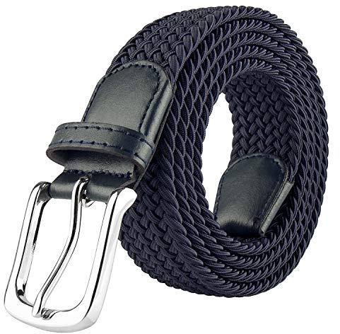 JUKMO Elastic Braided Belt, Stretch Woven Belt in Gift Box, Dark Blue, XX-Large