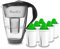 PearlCo Glas-Wasserfilter (anthrazit) mit 6 Alkaline Classic Filterkartuschen - Made in EU