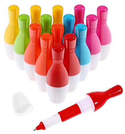 NUOBESTY 15 Stücke Kunststoff Kugelschreiber Bowling-Kugelschreiber Rollerball Stifte für Office Home Schule Schreibwaren (Bowling Design Mischfarben)