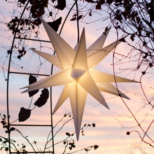 Mit auswechselbarer LED - Außenstern Stern Outdoor Weiss - ca. 55 cm Weihnachtsstern, Faltstern mit Leuchtmittel LED (StaRt-NDL-DUH-E14-C3,5W)