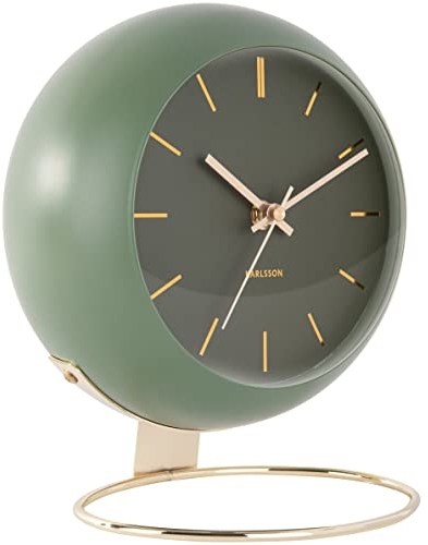 Karlsson [DL] Table Clock Globe Moss Green, des.Armando Breeveld D. 21cm, H. 24,5cm, Depth. 14cm, Excl. AA Battery -