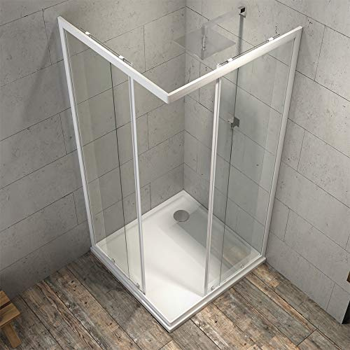 Ogomondo Box Cabina Doccia Angolare Corner Due Ante Scorrevoli Cristallo Temprato Trasparente (1, 66.5-69.5X66.5-69.5 Trasparente)