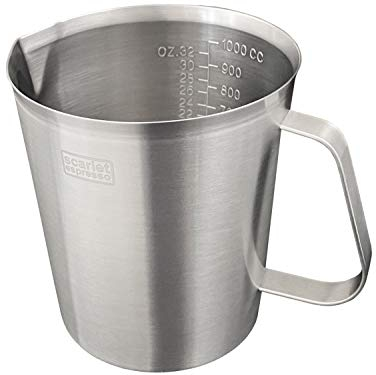 Scarlet espresso | Bricco per latte Graduata - Misurino dosatore brocca per gastro montalatte in acciaio INOX con manico per cucina da forno (1000 ml)