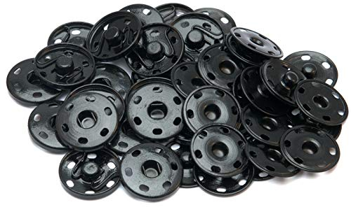 Druckknöpfe aus schwarzem Messingmetall, Druckknöpfe Zum Annähen, Druckknopf für Geldbeutel, Handtasche, Kleidung, Schuhe und Hüte Nähreparatur (20 Sets 25 mm)