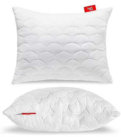 Softimi Gestepptes Premium Kissen 40x50 cm Antiallergisch - Anti-Milben - Geruchlos sofort verwendbar - Mit Härteeinstellung (40x50 cm)