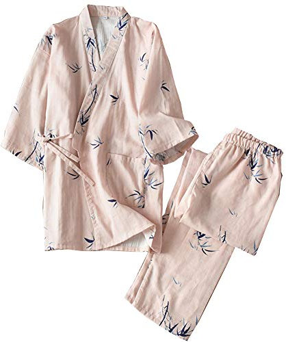 OWLONLINE Japanischer Kimono-Pyjama aus Reiner Baumwolle für Damen Größe M A16