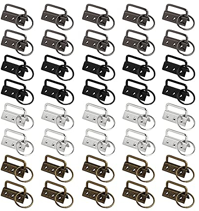 Csirnto Klemmschließeanhänger 40 Stück Klemmschließeanhänger 30mm Klemmschließeanhänger mit Schlüsselring Schlüsselband Rohlinge Schlüsselband Basteln Set zur Herstellung von Schlüsselbändern
