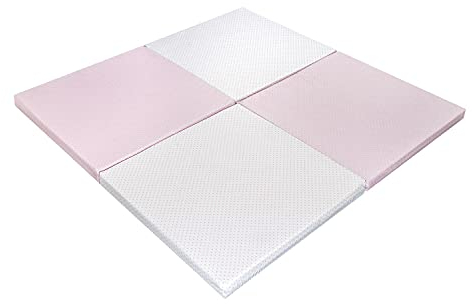 DORMISSIMO Premium Baby Krabbeldecke, Spieldecke ROSA 120x120x5 cm, 3 um 1