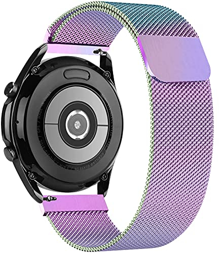 GBPOOT 20mm Armband Kompatibel mit Samsung Galaxy Watch 6/5/5 Pro/Watch 4/Watch 4 Classic/Active/Active 2/Galaxy Watch 3 41mm/Watch 42mm/Gear S2 Classic,Edelstahl Mesh Metall Uhrenarmband,20mm,Bunt