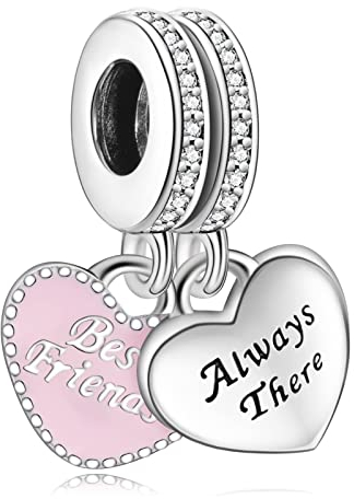 Annmors Charms Best Friends Always There Anhänger S925 Sterling Silber Dangle Bead with Cubic Zirconioa für Europäische Armbander und Halskette,Christmas Schmuck Geschenk für Damen Herren