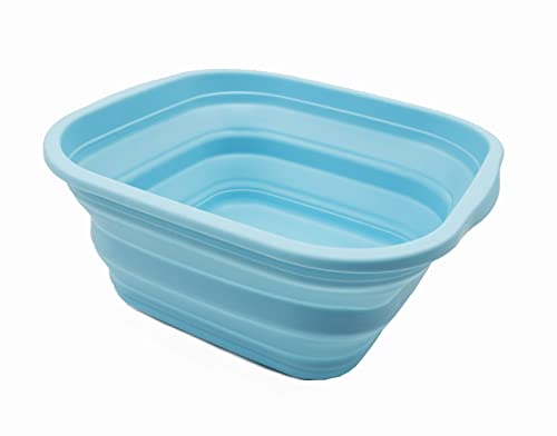 SAMMART 5.5L Collapsible Tub - Foldable Dish Tub - Portable Washing Basin - Space Saving Plastic Washtub (Sea Angel)