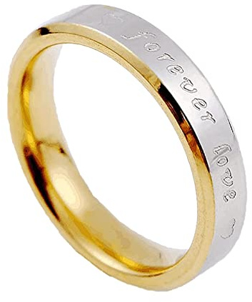 Stfery Edelstahl Ring Männer 4MM Forever Love Ring Women Gold-Silber Matching Rings zum Valentinstag, 57 (18.1)