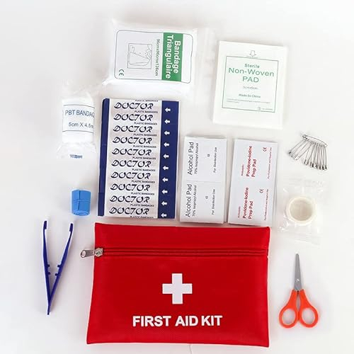 Horn Tools Mini Kit de primeros auxilios, pequeño Kit compacto de supervivencia médica para emergencias en casa, oficina, viajes, senderismo, Camping, al aire libre y lugar de trabajo (12 piezas)