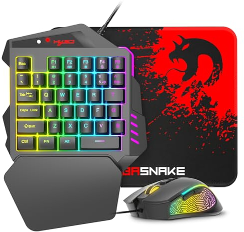 Tastiera PS4 e mouse, adattatore/convertitore incorporato, adatto per PS3 / PS4 / XBOX ONE, XBOX 360 / Nintendo Switch, Plug and Play, Mouse da gioco 3200 DPI, tastiera da gioco RGB, Nero