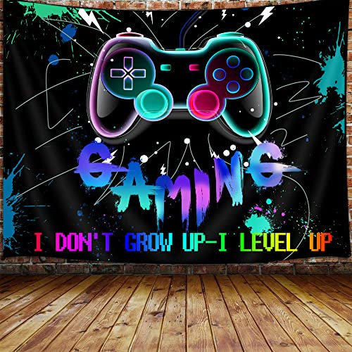 Viajar Men's Gaming Tapestry, Retro 80s Video Game Wall Art, Funny Modern Gamer Decor for Bedroom & Dorm, 60x40 inches