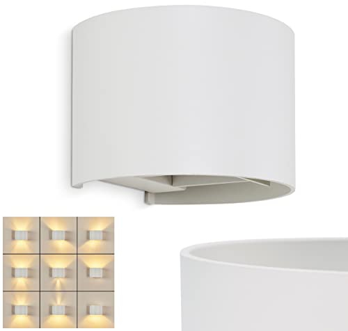 Wandleuchte Badajoz, moderne Wandlampe aus Metall in Weiß, runde Leuchte m. verschiedenen Lichteffekten, Up&Down Leuchte, 1-flammig, 1x G9, ohne Leuchtmittel