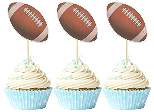 Gyufise Cupcake-/Rugby-Kuchenaufsätze mit American Football-Motiv, für Babypartys, Geburtstagspartys, 36 Stück