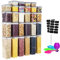 28Pcs Cereal Storage Containers Set Plastic Airtight Food Storage Container Kitchen Storage Containers with Lids,Reusable Labels,Marker,Spoon for Flour Cereal Spaghetti Pasta 2.8L 2.0L 1.4L 0.8L 0.52L
