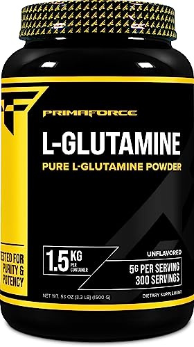 Primaforce L-Glutamine Powder 1500 Grams (1.5 KG) Unflavored - Pure L-Glutamine Powder, 5g per Serving, GMO-Free, Gluten-Free, 300 Servings