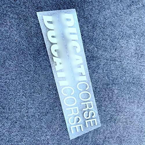 Un Set di Adesivi Riflettenti in Vinile per Moto Adesivi per Pedali Laterali Serbatoio Carburante Carena Racing Logo per Ducati Performance Corse Decorare (Color : White 2, Size : 32cm)