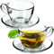 KADAX Tazza in Vetro Con Sottovaso, 200 ml/250 ml, Set di Tazze Trasparenti, da Tè e Caffè Con Piattino e Sottobicchiere (Lea/2 Pezzi)