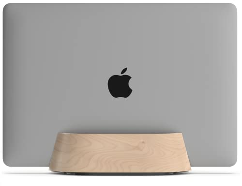 HumanCentric Vertical Laptop Stand in Maple Wood, Upright Adjustable Holder and Dock, Laptop Vertical Stand Fits MacBook Pro and Other Laptops .5 to 1.5, Clamshell Compatible
