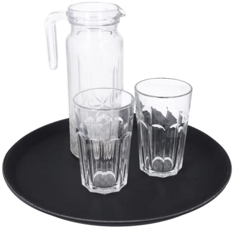Serving Tray Non-Slip Black Textured Round Stylish and Practical Serving Solution for Food, Drinks, Home Kitchenware Bars and Restaurant