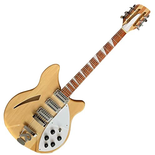CAZARU Guitare Guitare 12 Cordes Guitare électrique Couleur Bois Peinture en aérosol Touche Acajou Guitare Semi Creuse Guitare Acoustique Hyococ