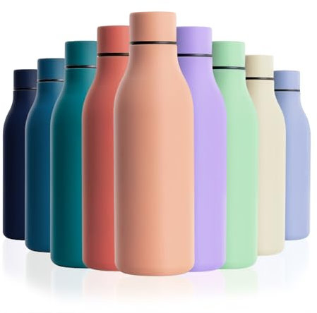 18.5oz Stainless Steel Water Bottle Double Wall Vacuum Insulated Sports Water Bottle Leak Proof Metal Sports Water Bottle Keeps Drink Hot and Cold BPA Free(Light Pink,18.5oz)