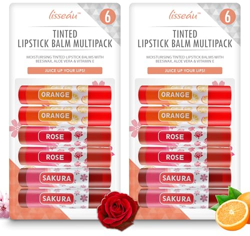 SOL 12pk Bulk Tinted Lipsticks for Women Long Lasting Lipstick Set – Hydrating Lip Care for Soft, Smooth Lips – Moisturising Lipstick Balm for Cracked Lips w/Vitamin E Flavours Sakura, Orange & Rose