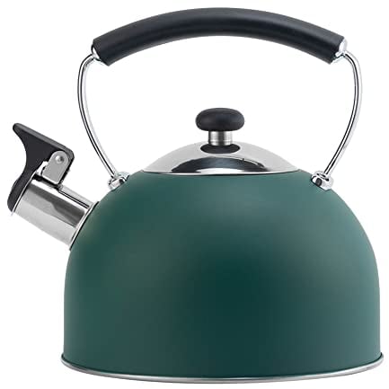 3L Whistling Kettle Tea Kettle, Stainless Steel Kettle with Handle, Loud Whistling Water Kettle for Stove Top, Teapot Kettle for Milk Tea and Coffee, Fast Boil teapot for Home Kitchen Dark Green