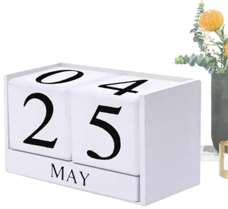 Holz Countdown Holz Hochzeit Block Countdown Desktop Kalender Holzblock für Fensterbänke Couchtische Bücherregale (weiß)