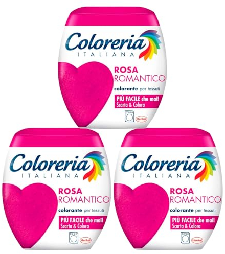 Grey Coloreria Italiana Textilfarbe für Waschmaschine Farbe Rosa Romantisch belebt oder verändert die Farbe der Kleidung - 3 Packungen Einzeldosen