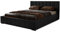 MARPUR Polsterbett Nero mit Kopfteil, 200x200 cm, Doppelbett mit Bettkasten und Lattenrost aus Holz, Velourstoff: Schwarz