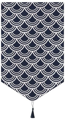 Hiseng Japanese Noren Curtain Short, Japanese Doorway Short Curtain Cotton Linen Japanese Style Doorway Curtain Door Tapestry for Sushi Restaurant Kitchen Home Decoration (40x60cm,Wave 9)