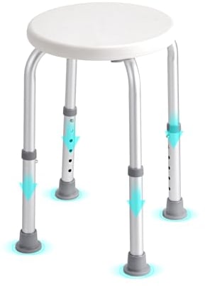 VEVOR Shower Chair for Inside Shower, Adjustable Height Shower Stool, Non-Slip Bench Bathtub Seat Stool for Elderly Disabled Adults Handicap, 136.1 kg Capacity