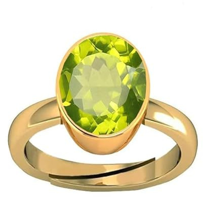 APSLOOSE 11,25 Ratti /10,00 Karat AA++ Qualitätszertifizierter synthetischer Peridot vergoldeter Peridot Ring für Herren und Damen, Metall, Peridot, Metall, Peridot