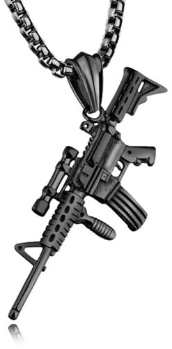 GleaMora Mode Edelstahl Pistole Halskette Hip Hop Halskette für Männer Edelstahl Schmuck kreative Accessoires Halloween Party Geschenk