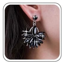 Aneneiceera Vintage Crystal Chandeliers Dangle Earrings Cluster Rhinestone Earrings Black Crystal Fan Earrings Wedding Cz Earrings Jewelry for Women and Girls (Black)