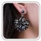 Aneneiceera Vintage Crystal Chandeliers Dangle Earrings Cluster Rhinestone Earrings Black Crystal Fan Earrings Wedding Cz Earrings Jewelry for Women and Girls (Black)