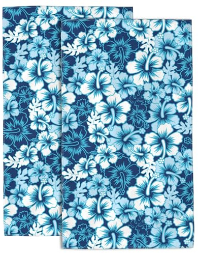 Wotinsi Hibiskus-Handtücher mit Blumenmuster für Badezimmer, Küche, Sport, Fitnessstudio, Yoga, Heimdekoration, 2 Stück, 35,6 x 71,1 cm, weich, saugfähig