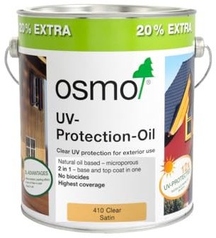 Osmo UV-Protection Oil Clear Satin 410 Without Biocides 3 Litre - Protection for Exterior Vertical Wood Structures