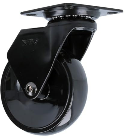 MS Beschläge moderne schwarze Möbelrolle Design-Möbeltransportrolle 360° drehbare Anschraubplatte Polyurethan Lenkrolle kugelgelagert (Ø 75mm, 1)