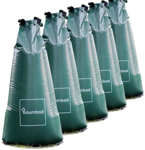 baumbad 5 sacchetti per irrigazione premium da 100 litri, resistenti ai raggi UV, sacco per l'irrigazione in verde