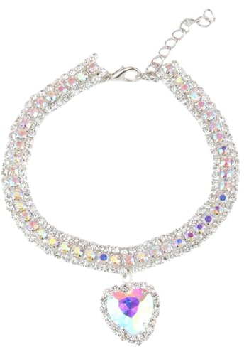 Yopeissn Hundehalsband mit Glänzendem Strassstein, Katze, Diamant-Schmuck, Halskette, Haustier-Bling-Prinzessin-Halsband, Welpenbedarf, Ersatzteile, Zubehör, D